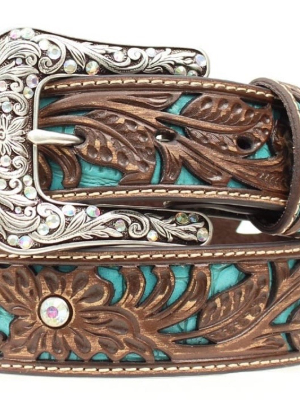 Western Cowgirl Women’s Vegan Leather Rhinestone Cutout Belt Silver Buckle 2X - Picture 13 of 13